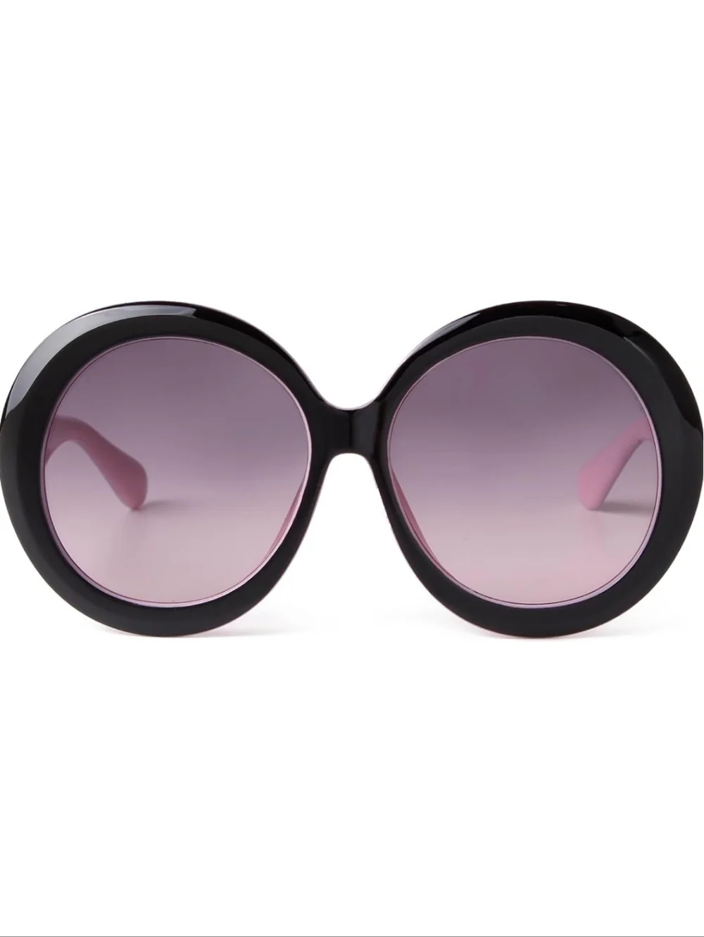 NWT Stylish Oversized Black and Pink Round Sunglasses